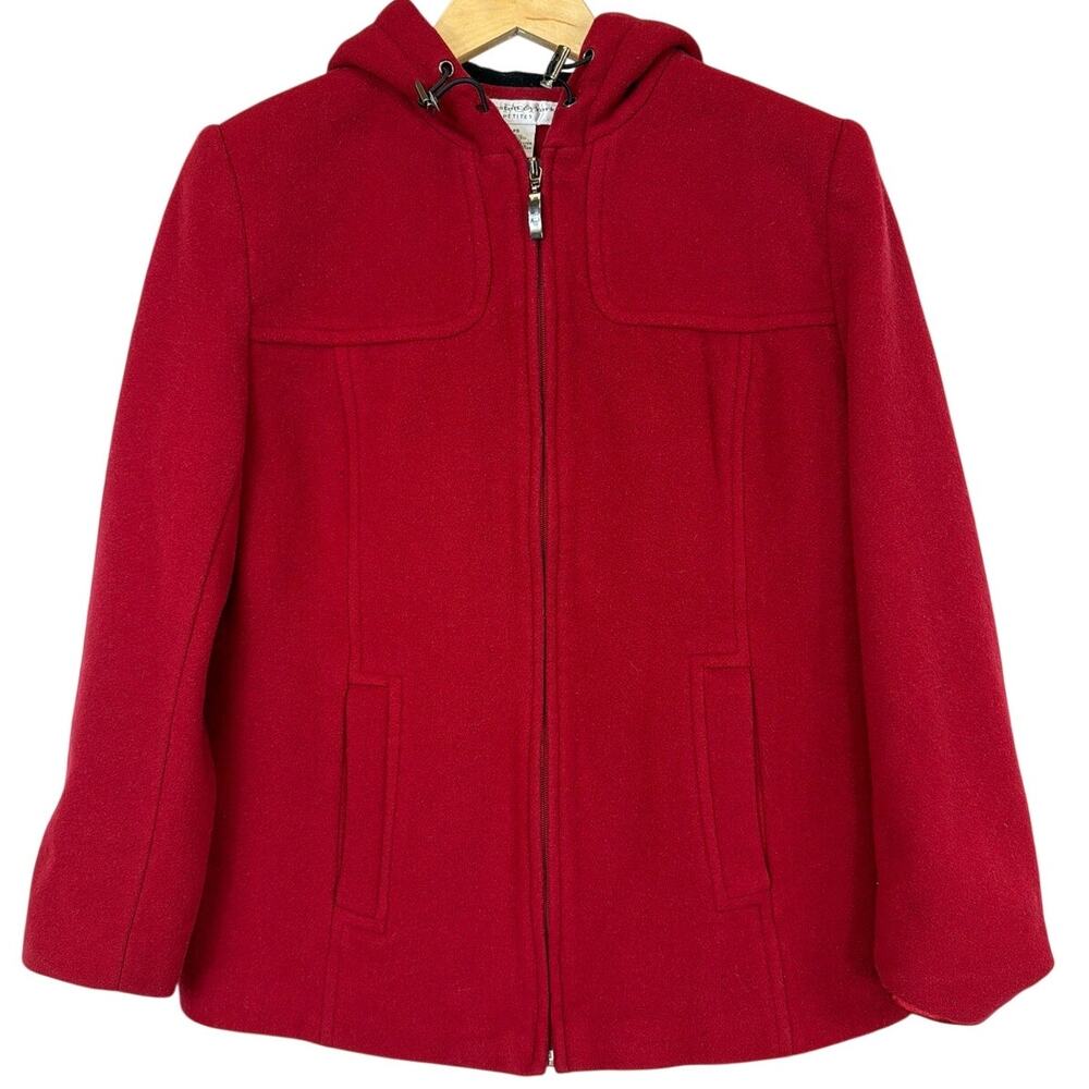 Preston & York Red Wool Blend Zip-Up Hooded Jacket Size SMALL Guatemala Made